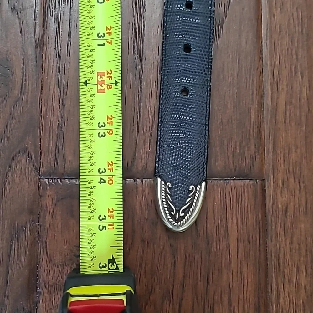 Brighton Brown & Black Reversible Embossed Leather Belt with Silver Buckle (M)